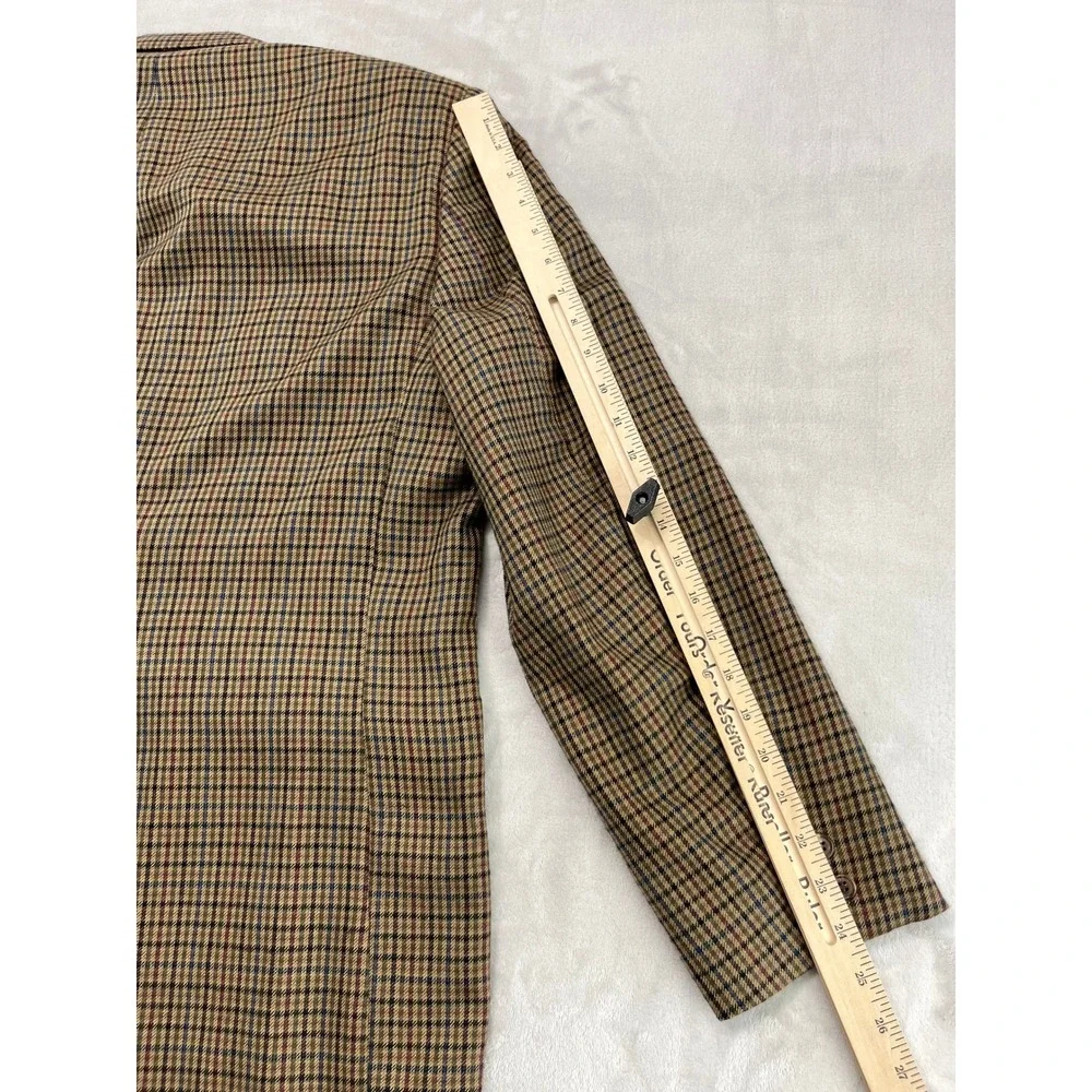 Chester Barrie Blazer Mens 46L Brown Cashmere Glen Plaid Sport Coat England